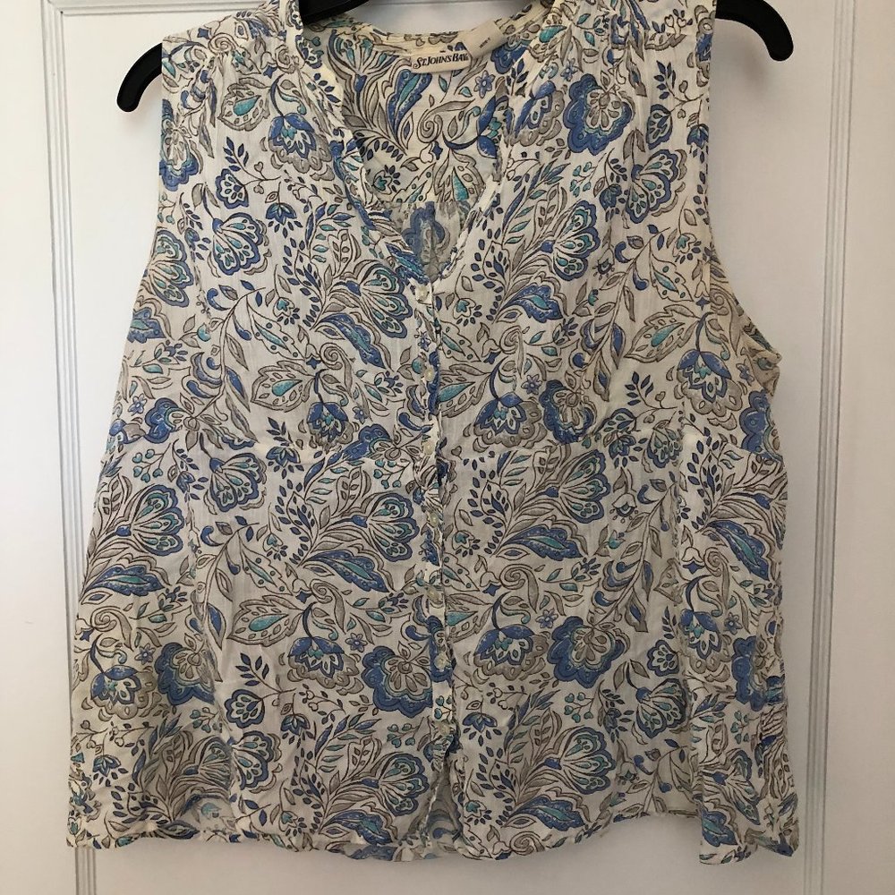 Blue Floral Tank Top